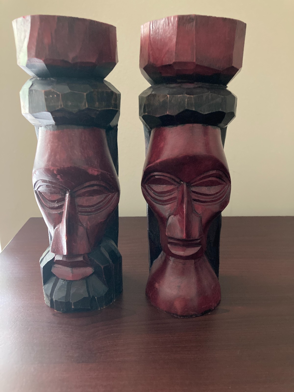 Vintage Jamaican folk art statues Man Woman Folk Art Tribal Collectible 9\