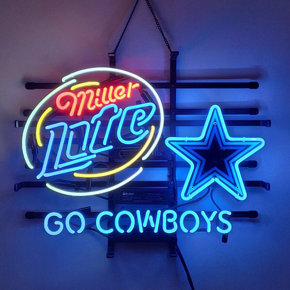 US STOCK Miller Lite Dallas Cowboys Neon Sign 19