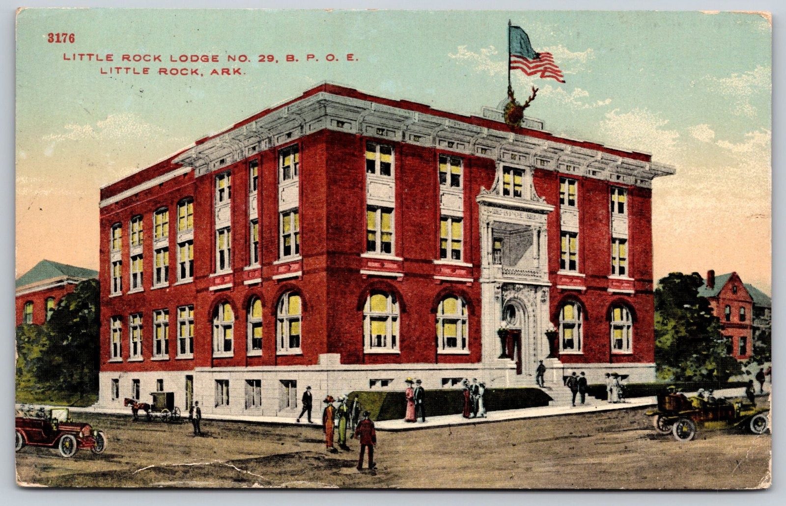 Little Rock Arkansas BPOE Elks Lodge No 29 Building Postcard BB574