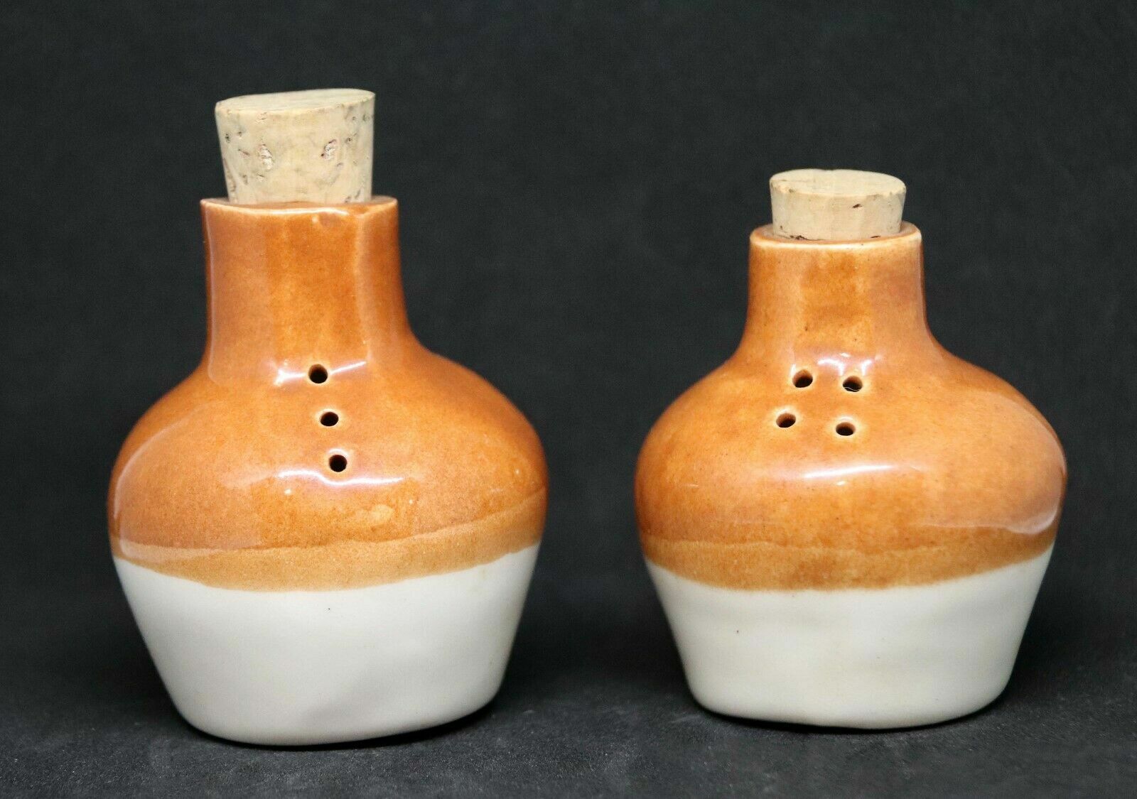 Vintage Brown and White Jug Salt and Pepper Shakers