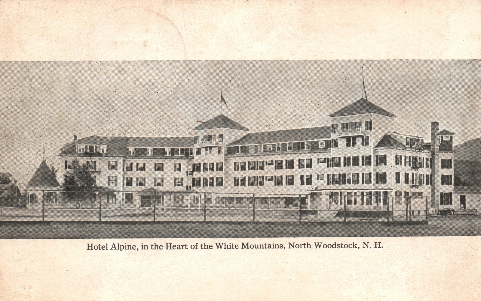 Hotel Alpine White Mountains North Woodstock New Hampshire Antique Postcard 1921