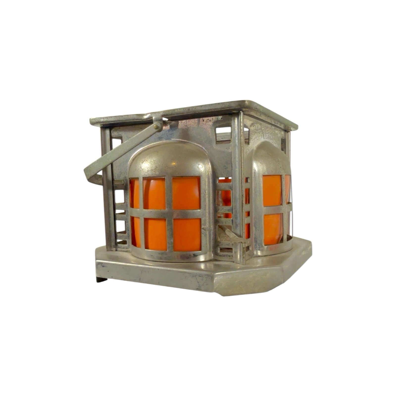 Vintage KMD Daalderop Tiel Dutch Tea Warmer Orange Panels Royal Holland Pewter