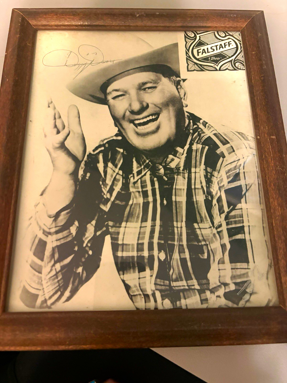 Dizzy Dean Autographed Falstaff Beer Framed Picture authentic
