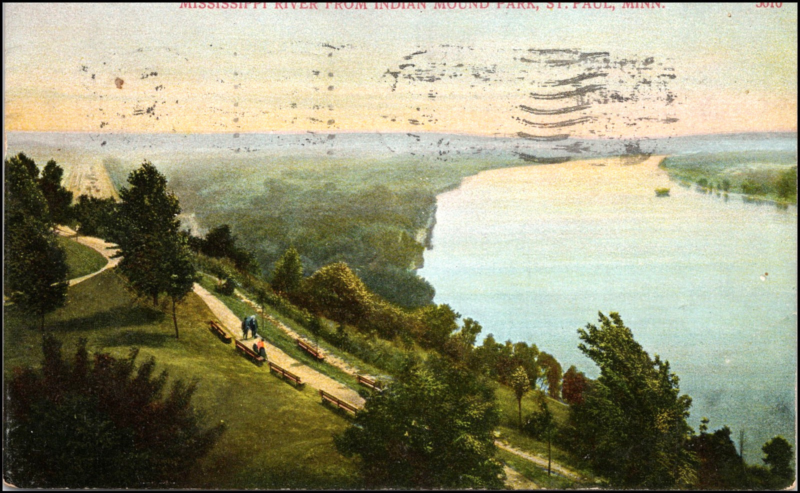 Mississippi River From Indian Mound Park, St Paul, Minn. c1909--Postcard Y72