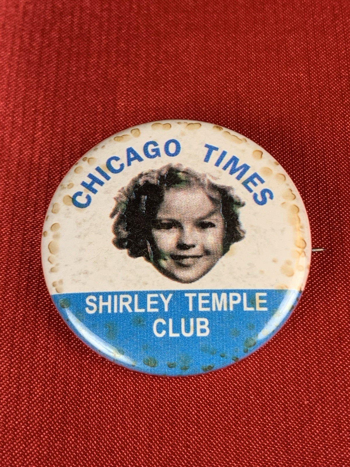 Original 1936 Shirley Temple Club Chicago Times Pinback Badge Button Pin Marked Original 1936 Shirley Temple Club Chicago Times Pinback Badge Button Pin Marked