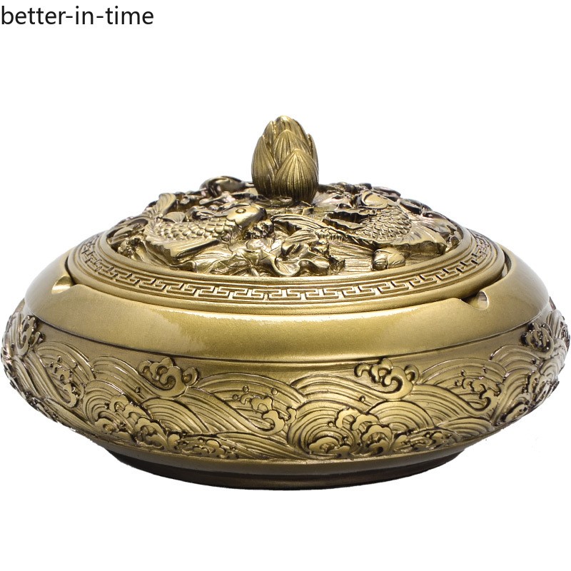 12.9cm Exquisitely Retro Ashtray Household Ornament Decoration Chinese