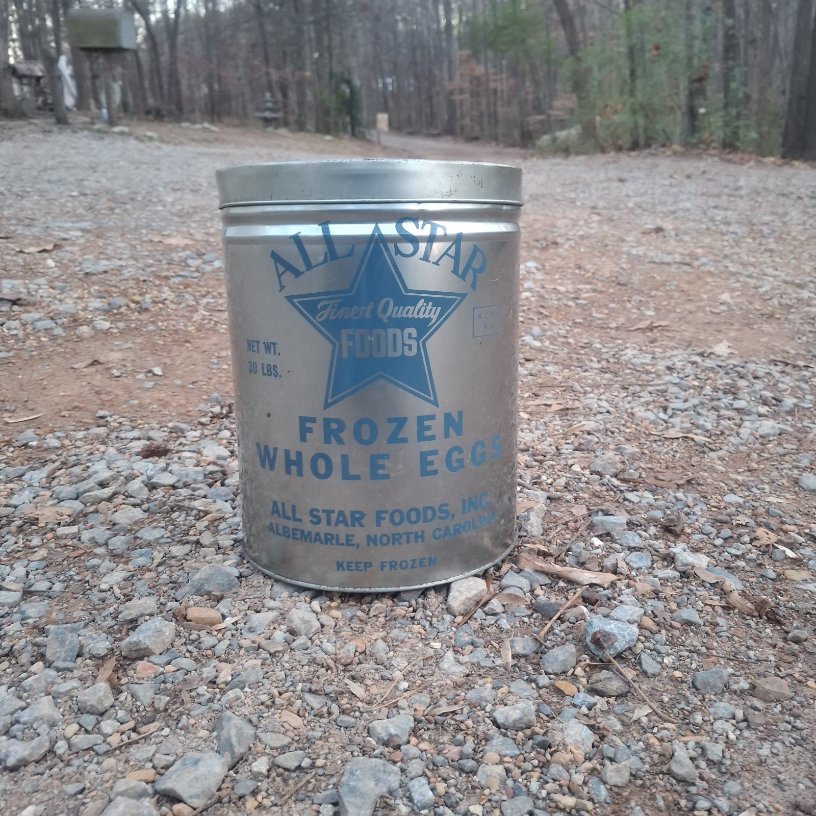 Rare Vintage All Star foods Albemarle nc Empty 30lb Metal Advertising Can