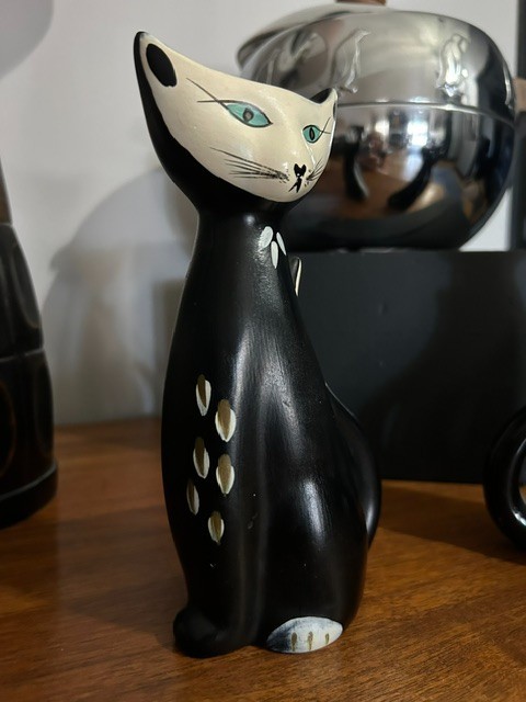 MCM Schmider Keramik Cat Vase Tigris Anneliese Beckh West Germany 1950s Atomic