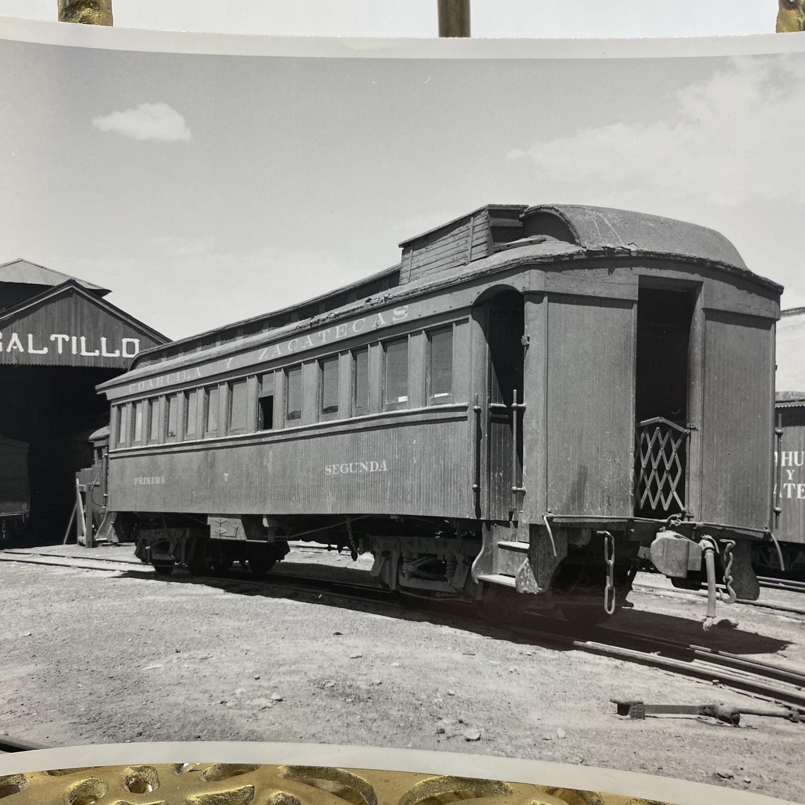 Vtg Coahuila Y Zacatecas Railcar Saltillo Photo 4x5 B&W Gelatin Original