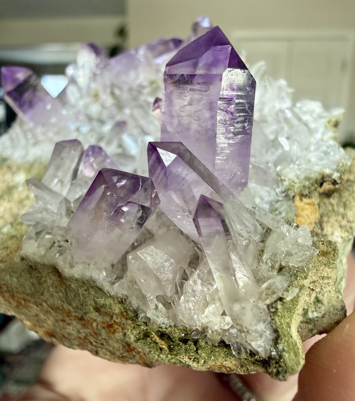 Vera Cruz Amethyst On Epidote, Las Vigas Mexico 10x7.5cm