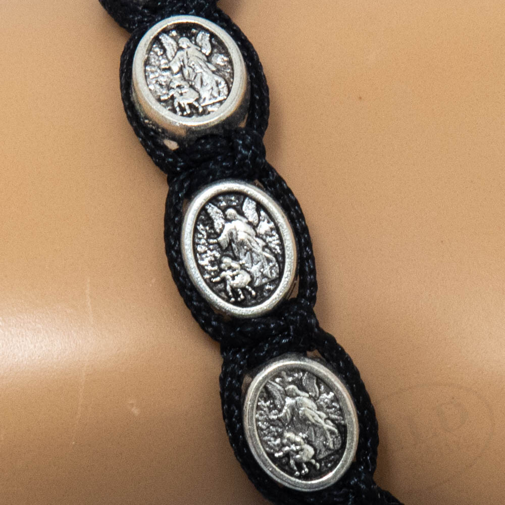 Saint St Michael Archangel Guardian Angel Medal Bracelet Black Cord Protection