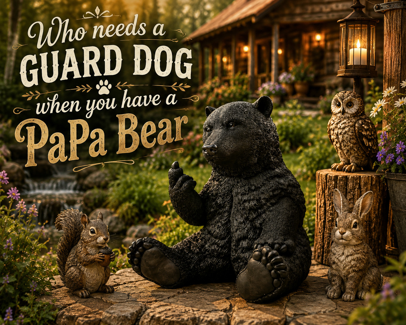 Hilarious Papa Bear Middle Finger Statue 12\