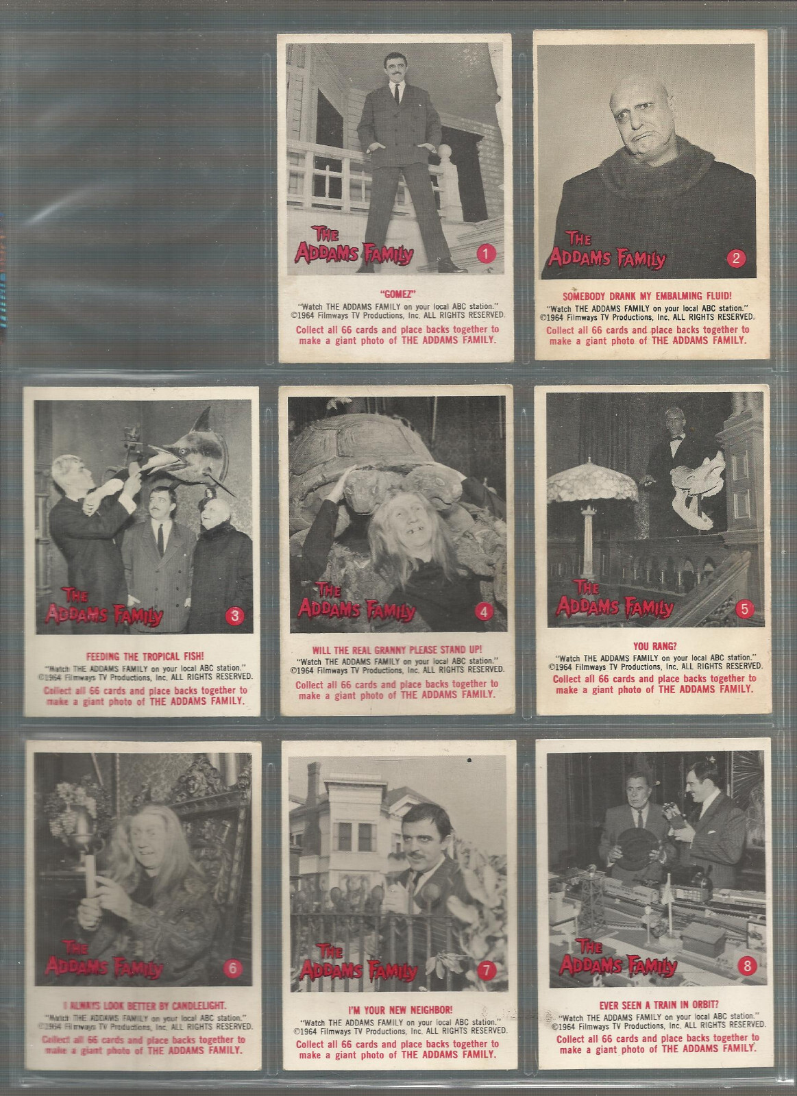 1964 ADDAMS FAMILY COMPLETE (66) CARD SET DONRUSS (NICE SET) 1964 ADDAMS FAMILY COMPLETE (66) CARD SET DONRUSS (NICE SET)