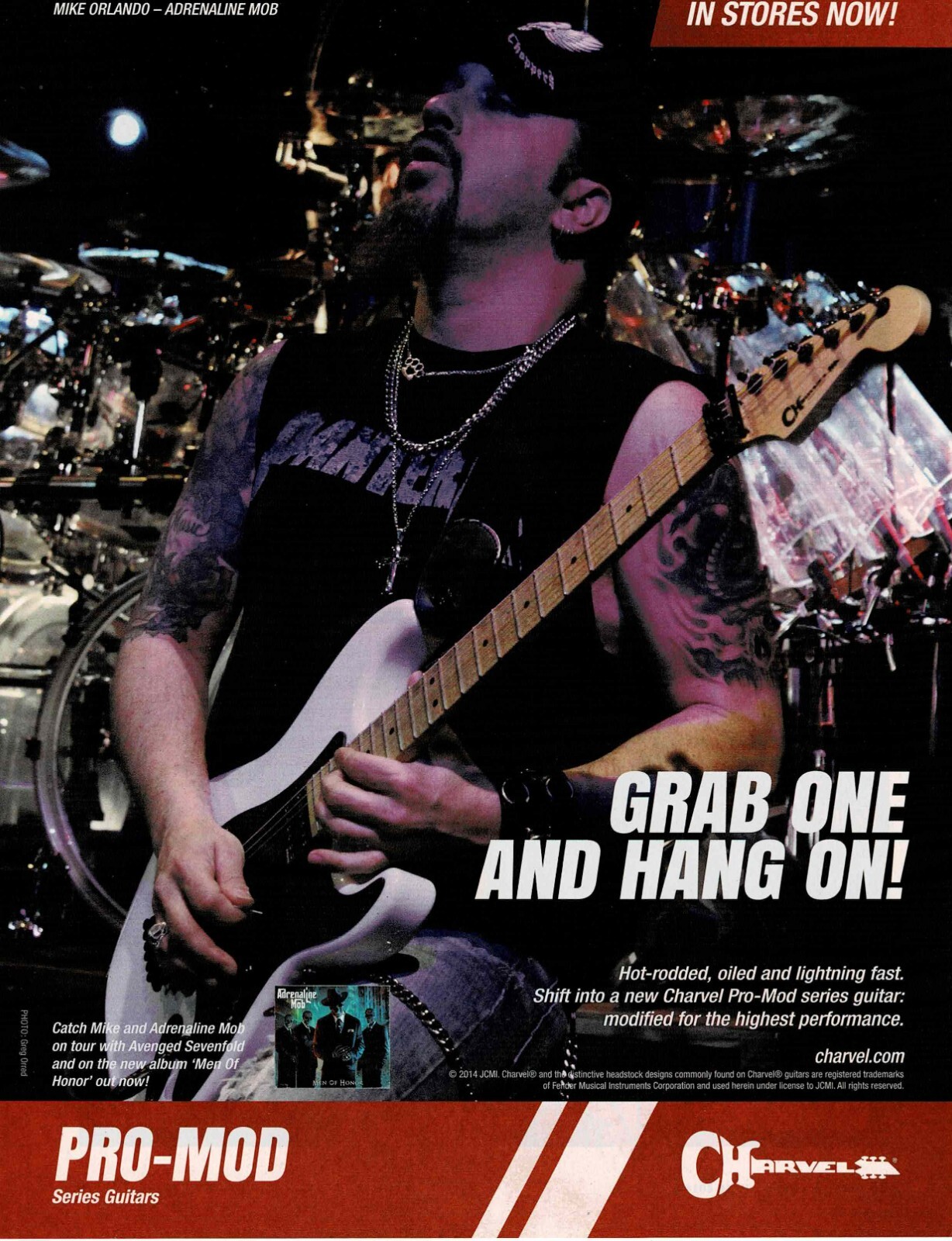 MIKE ORLANDO of ADRENALINE MOB -  CHARVEL GUITARS - 2014 Print Advertisement