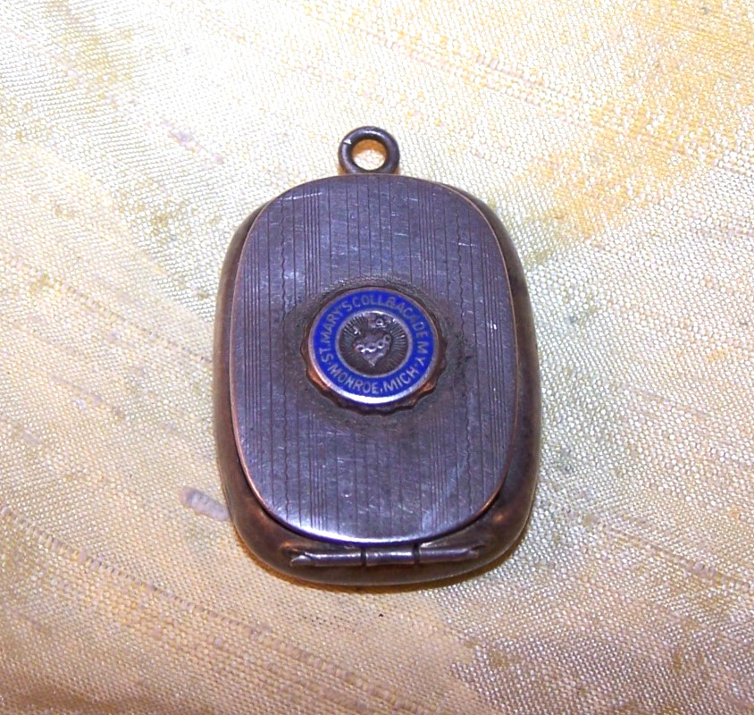 VINTAGE St. Mary's Academy / Catholic Central High School pill box pendant OLD