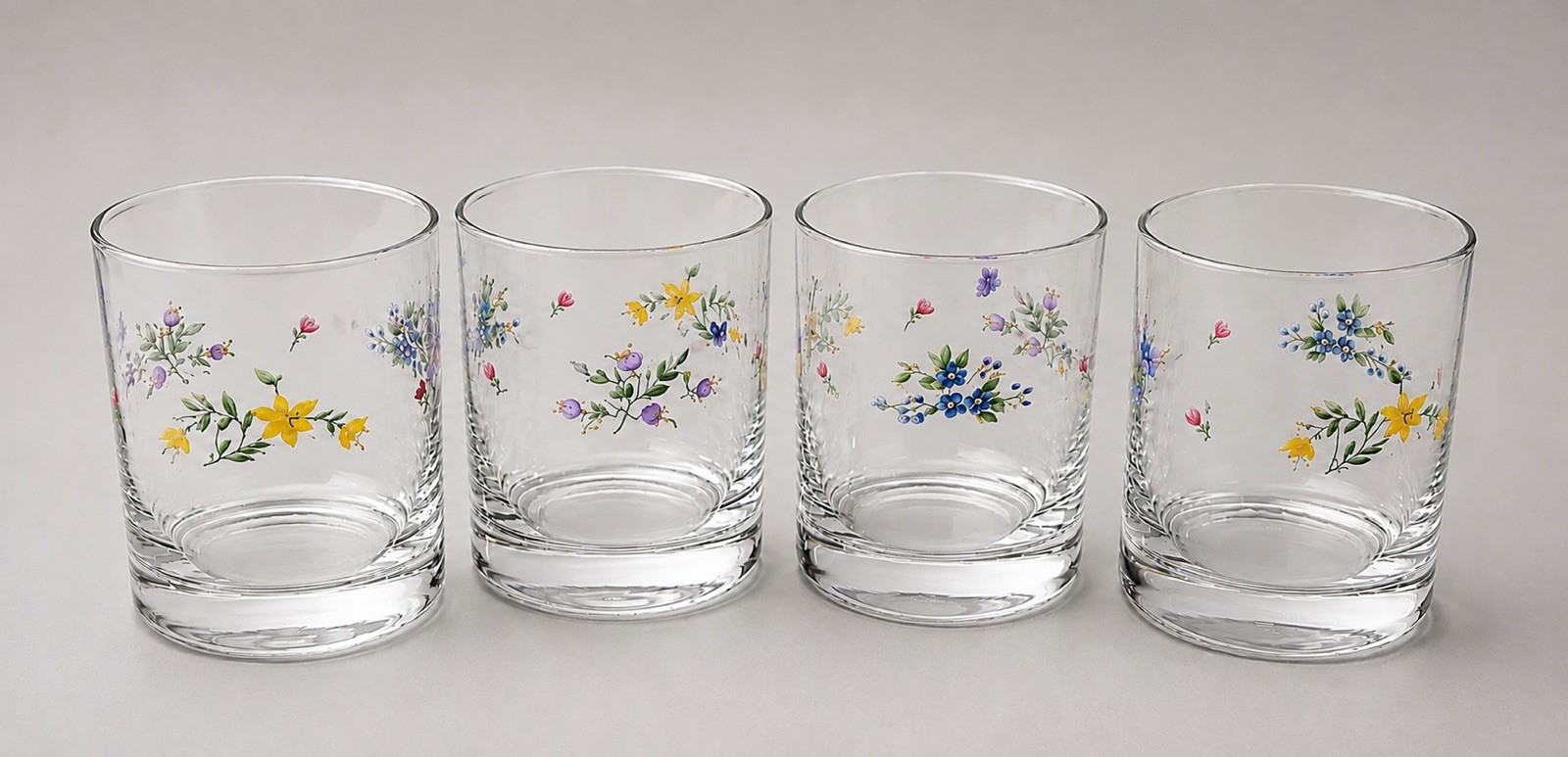 Rare Collectible Meadow Line Set-4 Pfaltzgraff Double Old Fashions Glass-Unused