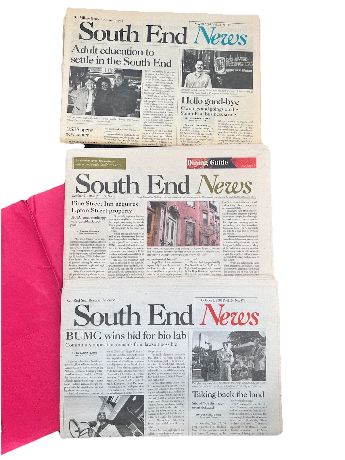 South End News May & October 2003, October 2008 South Boston, Mass Newspapers