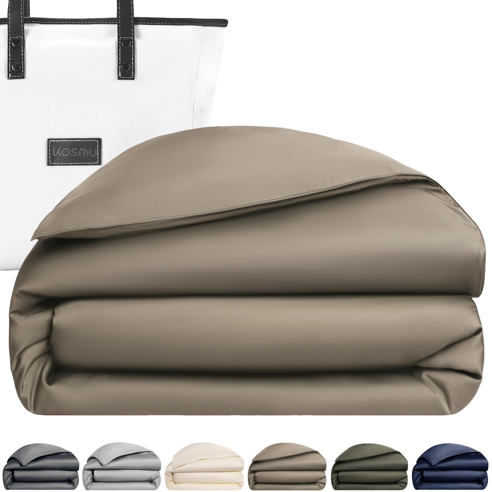 KOSMU Luxury Bamboo Viscose Duvet Cover, Queen Size, Walnut