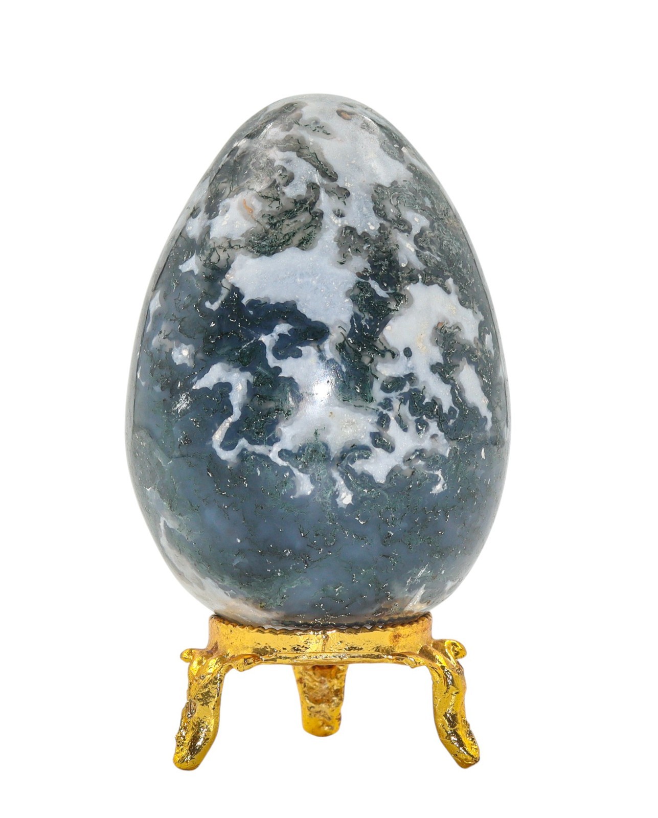 Small 60MM Green Moss Agate Stone Healing Charged Metaphysical Power Stone Egg