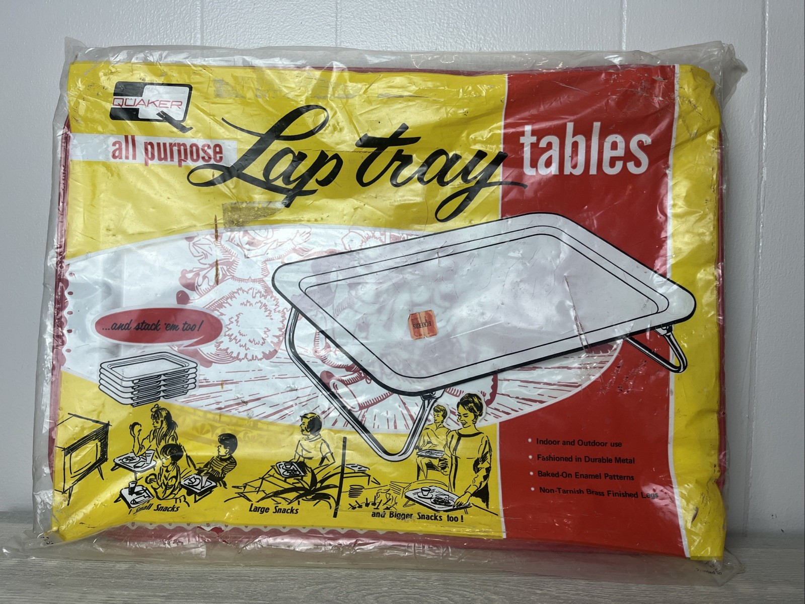 VTG Lap Tray Metal NIP Quaker LaVada Red & White Merry Go Round Fair MCM Sealed