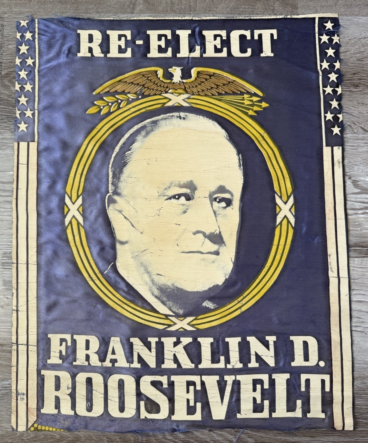 Vtg FRANKLIN D ROOSEVELT RE-ELECTION BANNER FLAG 1940’s Silkscreen
