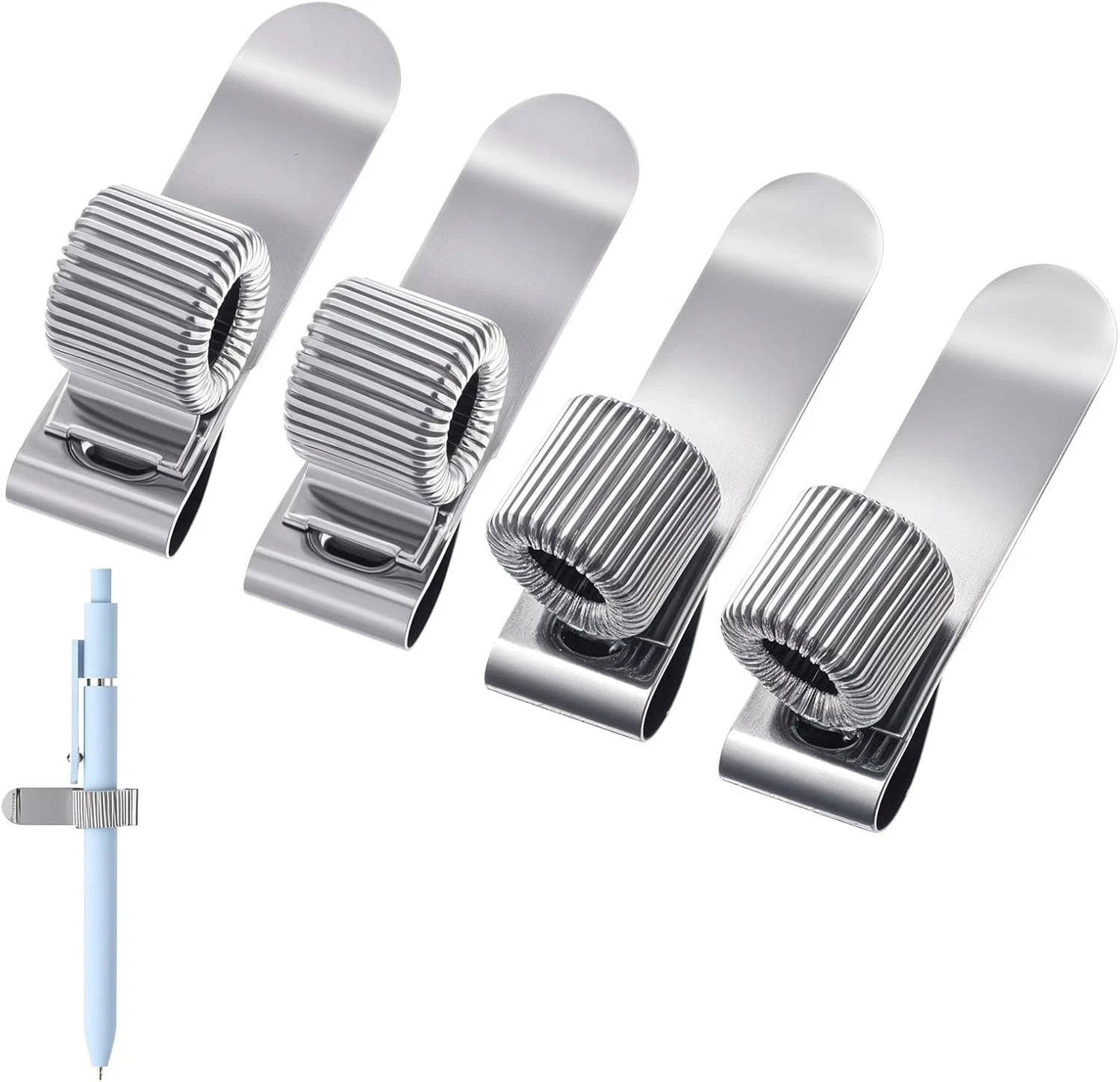 4PCS Metal Pen Clip for Notebook, Clipboard Pencil Holder Retractable Spring 4PCS Metal Pen Clip for Notebook, Clipboard Pencil Holder Retractable Spring