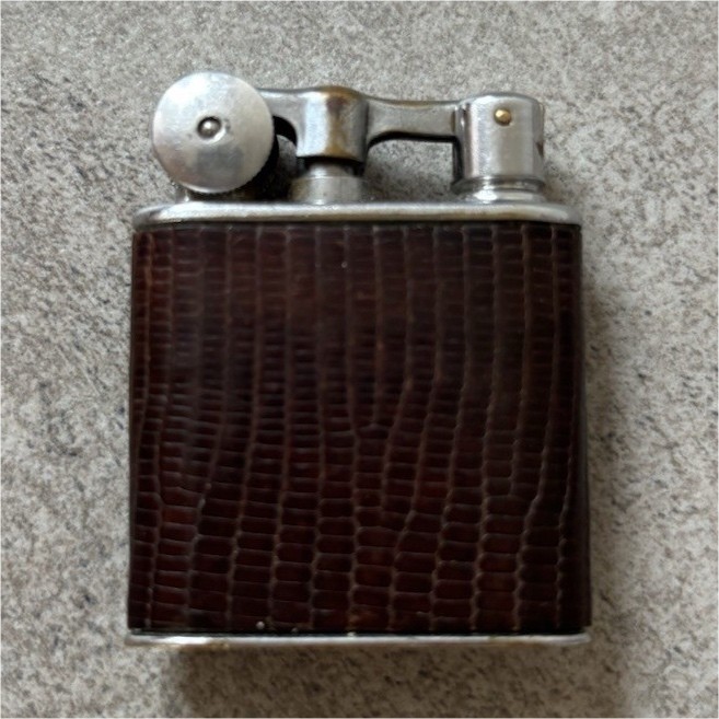 Vintage MYON 201 Snakeskin Lift Arm Petrol Lighter Made in France Mid Century