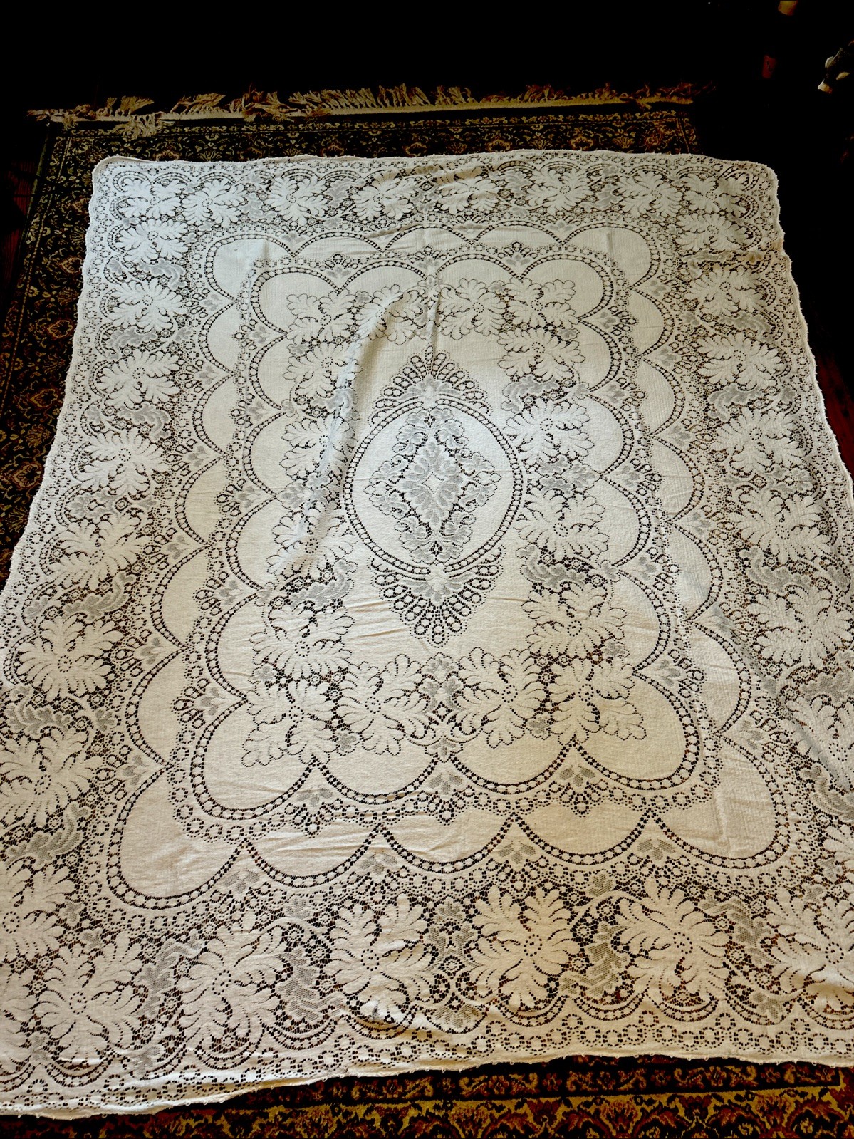 Vtg 1950 Printed Tablecloths 40/50s MCM Lot 16 Linen Crochet Stitch Lace Large