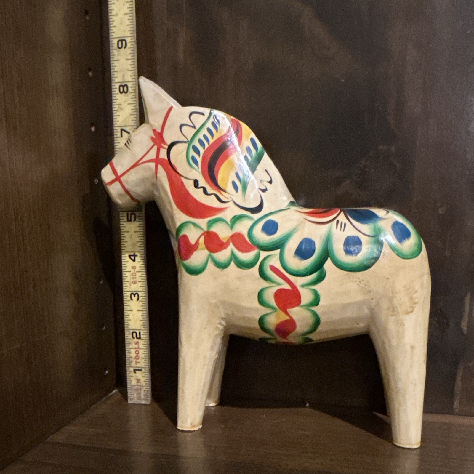 Erik Pell Handmade Hand Painted Swedish Dala Horse Wooden Figurine, Scandinavia