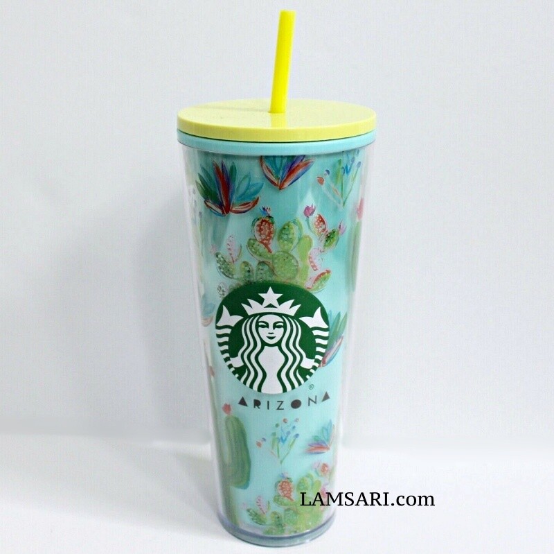 Starbucks Arizona AZ Cactus Acrylic Cold Cup Tumbler Venti 24oz NEW