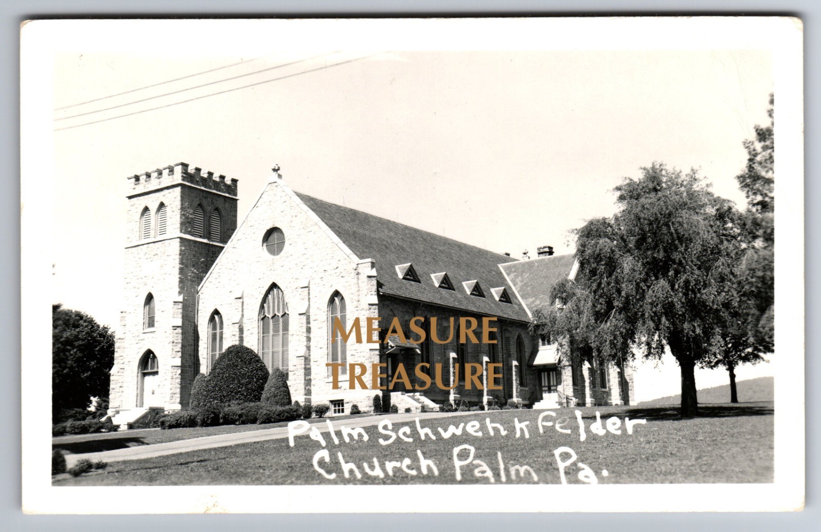 C.1950 RPPC PALM, PA PENNSYLVANIA SCHWENK FELDER CHURCH PHOTO Postcard P71