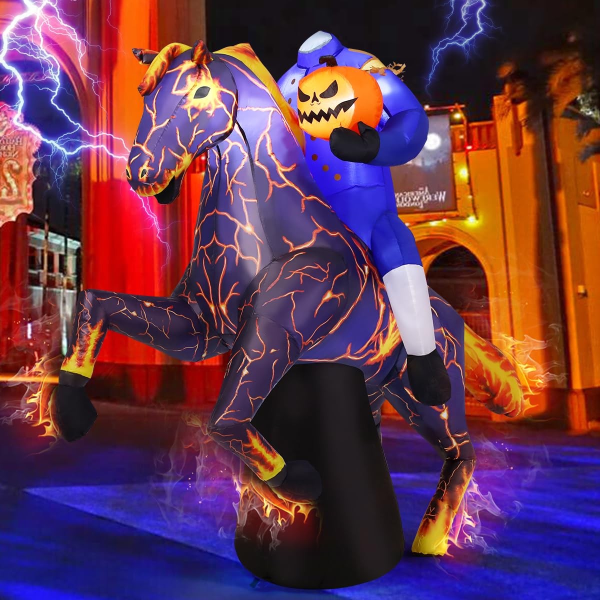 COMIN 69468 6FT Long Headless Horseman Halloween Inflatable Yard Decor LED