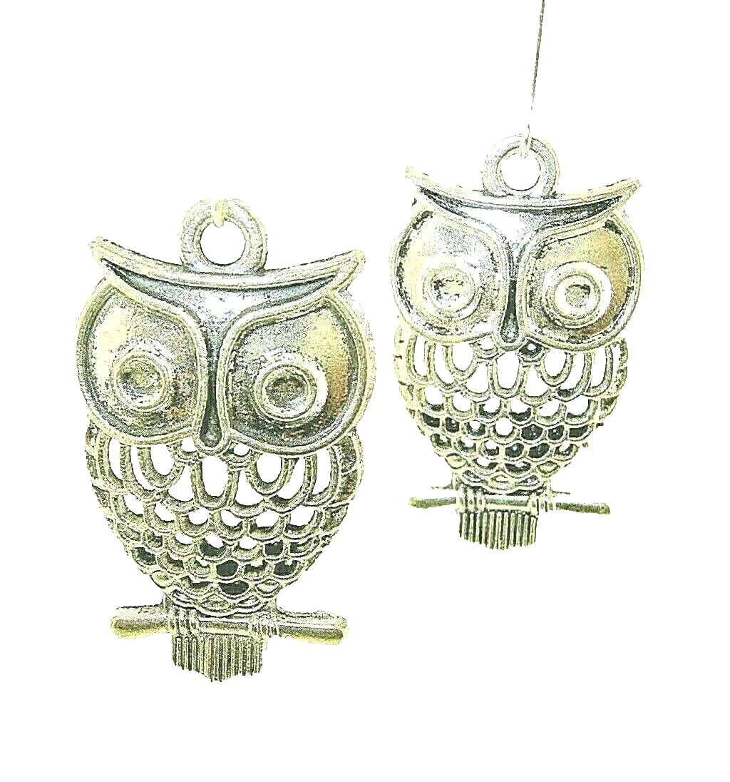 New  Larger Beautiful  OWL on Branch  Silver-tone Drop Dangle Earrings  2