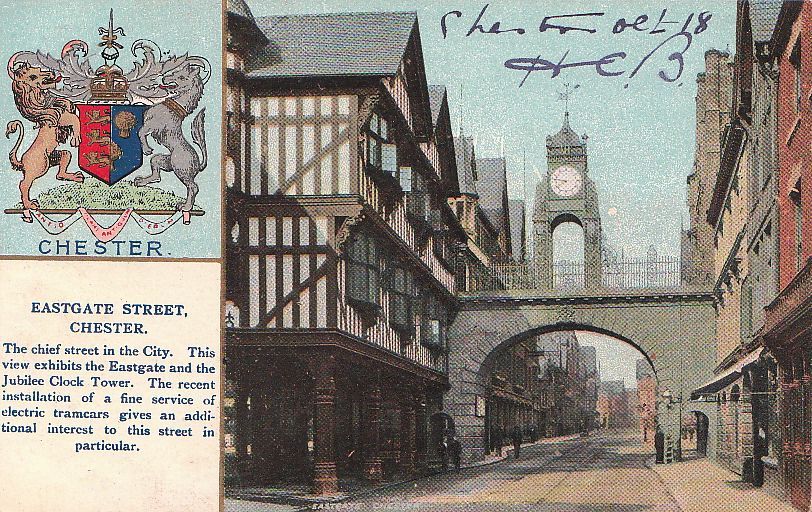 Postcard Eastgate Street Chester U.K. Postcard Eastgate Street Chester U.K.