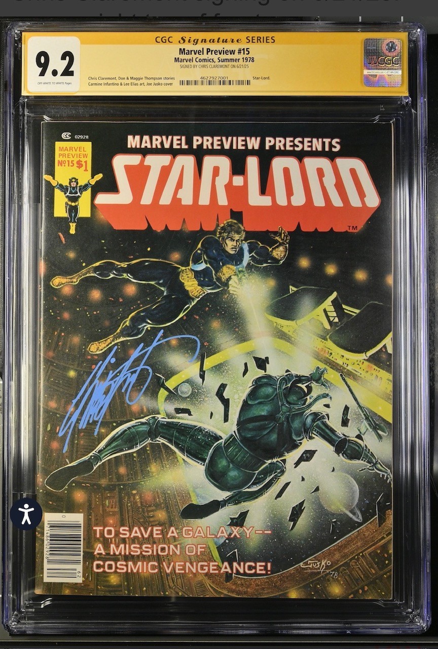 MARVEL PREVIEW #15 SS CGC 9.2 Chris Claremont Signed STAR-LORD