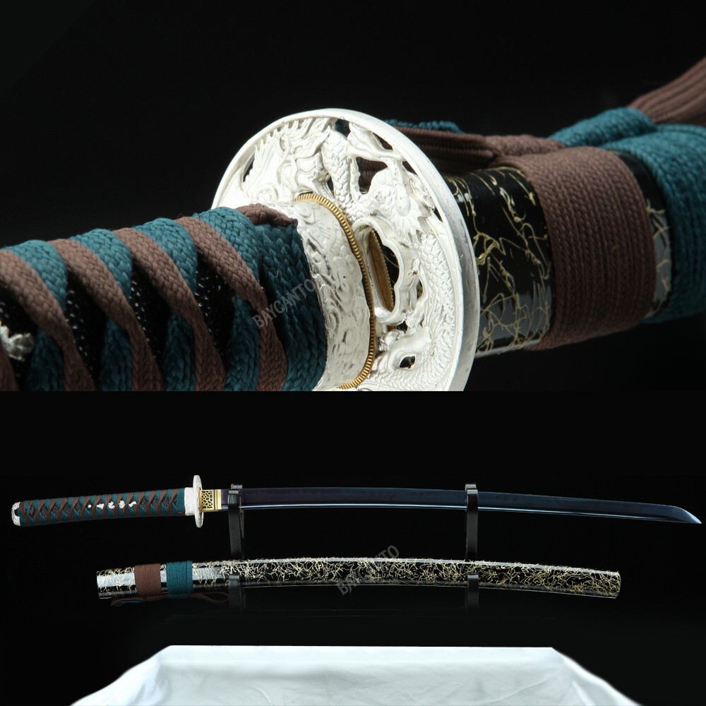 White dragon plate Japanese Katana Handmade Clay Tempered T10 Steel Real Hamon White dragon plate Japanese Katana Handmade Clay Tempered T10 Steel Real Hamon