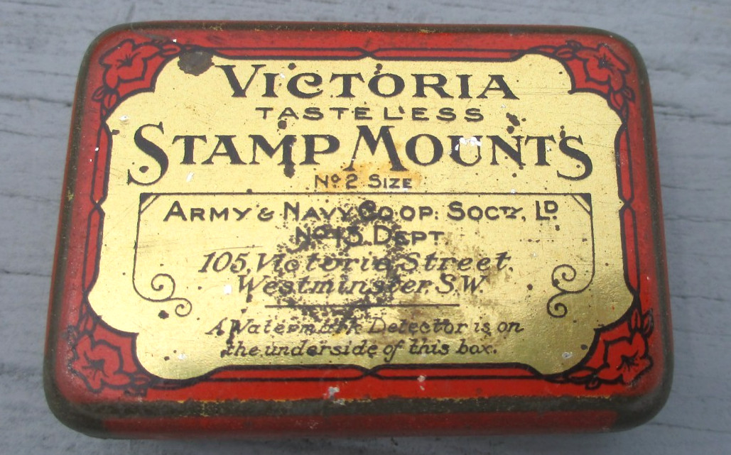 Rare Victoria Taste Less Stamp Mounts Tin No. 2 Size-Contents