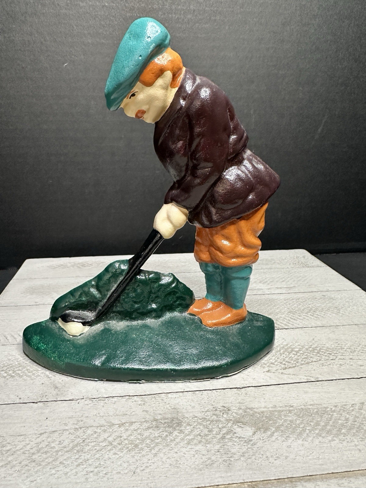 Vintage Cast Iron Golfer Golfing Doorstop Vintage Cast Iron Golfer Golfing Doorstop