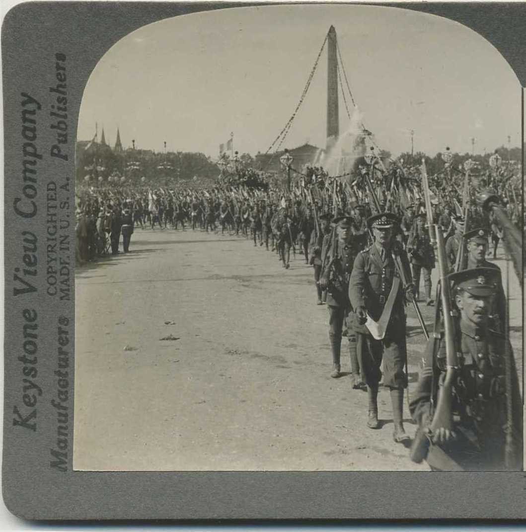 British Troops in Paris Parade, c1910, Conflicts & Wars, Stereoview