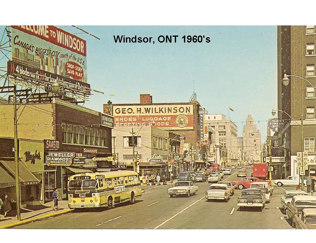 1960's  Windsor. ONT   Post Card Magnet St. Scene