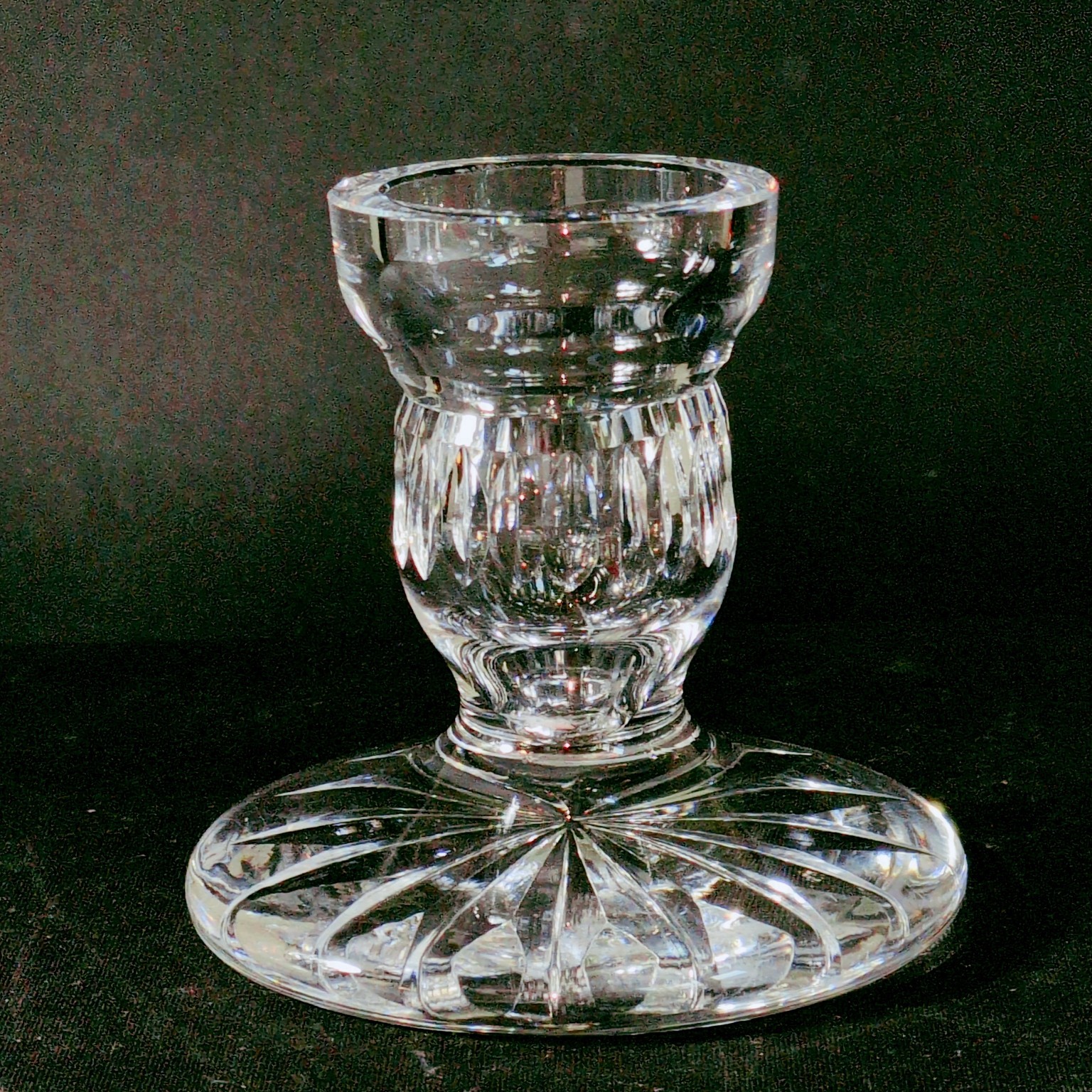 WATERFORD VINTAGE SINGLE CANDLE HOLDER, Cut Lead Crystal, 3 5/8