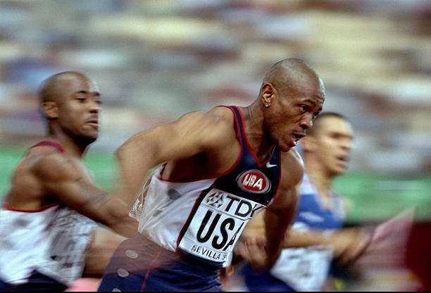 Maurice Greene of USA 4x100m relay World Athletics Championships h- Old Photo
