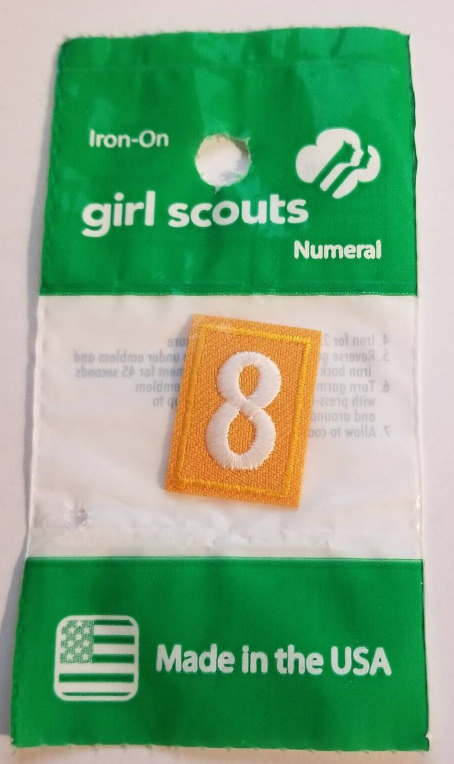 ~#8 Eight~Yellow Daisy Girl Scouts Troop Number Numeral Badge Patch~NEW