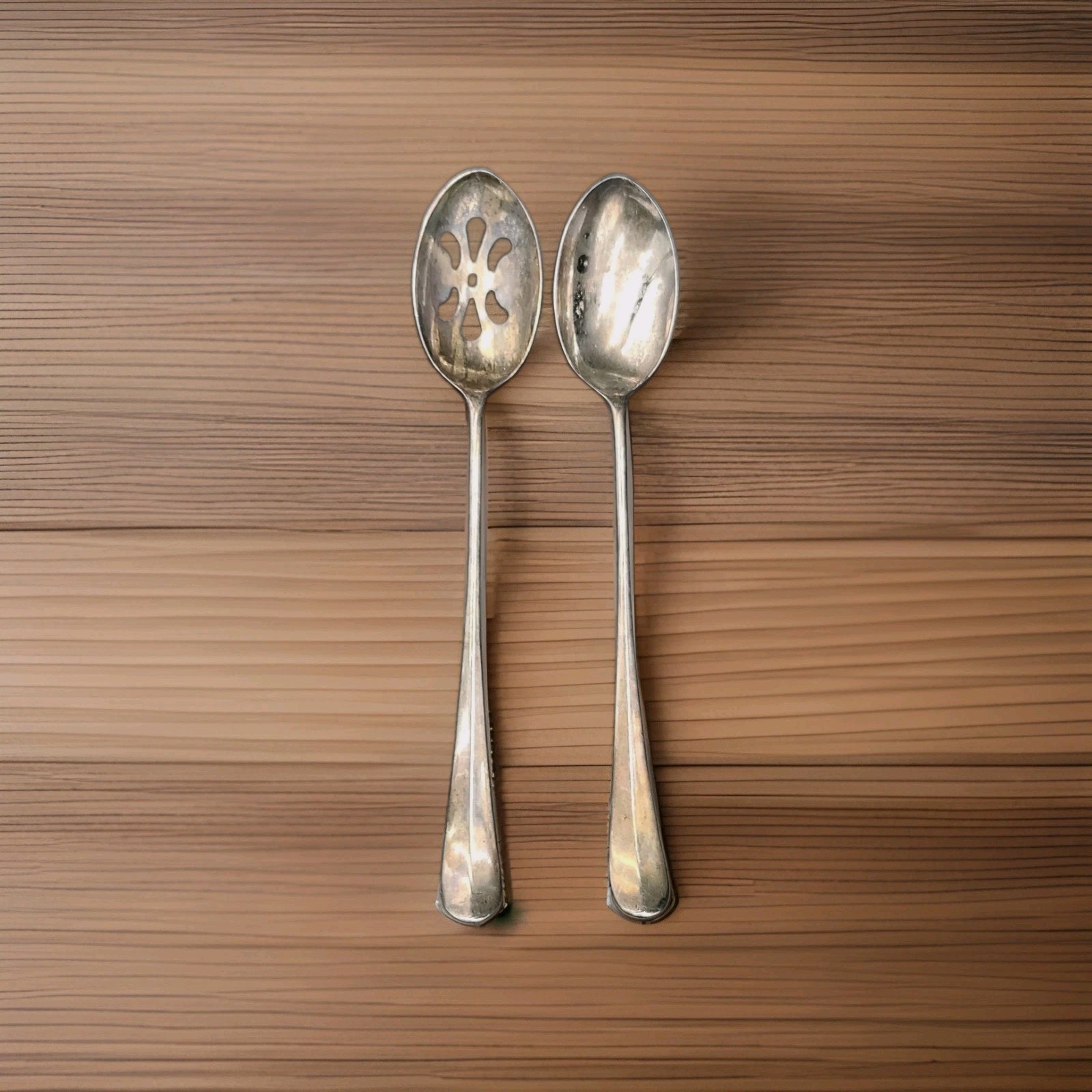 Vintage Serving Spoons 13” Silver Plate International Silver Co 1991 Fancy 