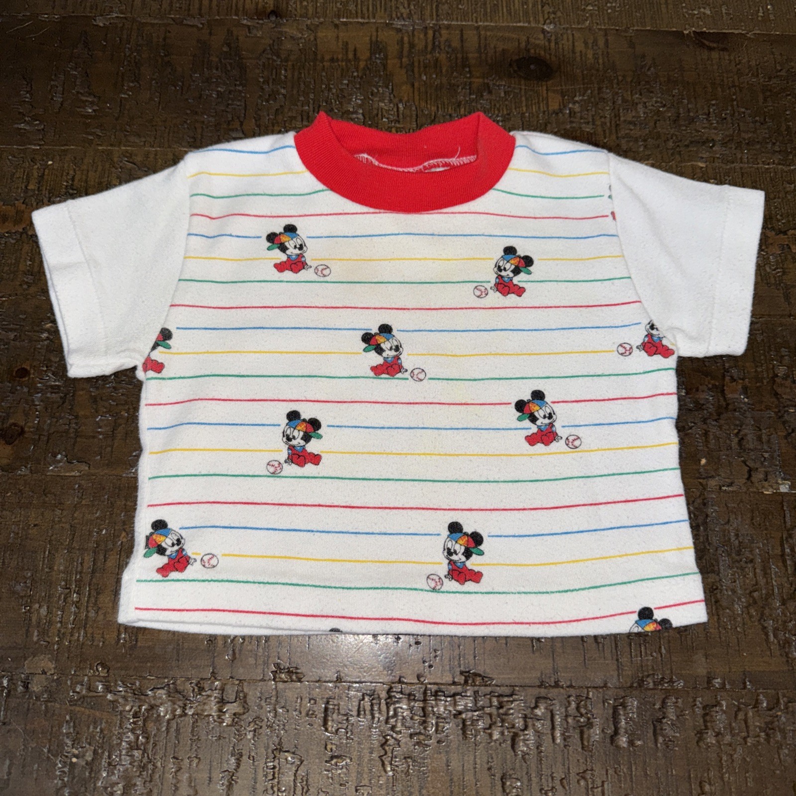 VTG 70s 80s Disney Mickey Mouse Ringer T-shirt Single Stitch 6-9 months USA Baby VTG 70s 80s Disney Mickey Mouse Ringer T-shirt Single Stitch 6-9 months USA Baby