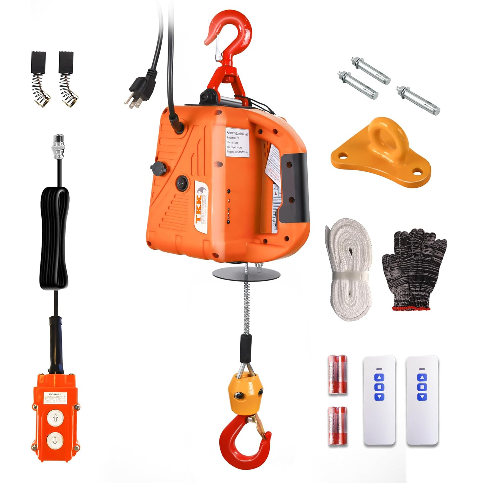 3-in-1 Electric Hoist, 1500W, 1100 lb Capacity, 25 ft Lift, 120V