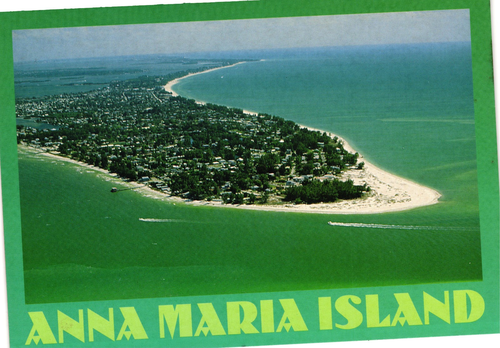 Vintage Anna Maria Island Florida Aerial View Tampa Bay Postcard Unposted
