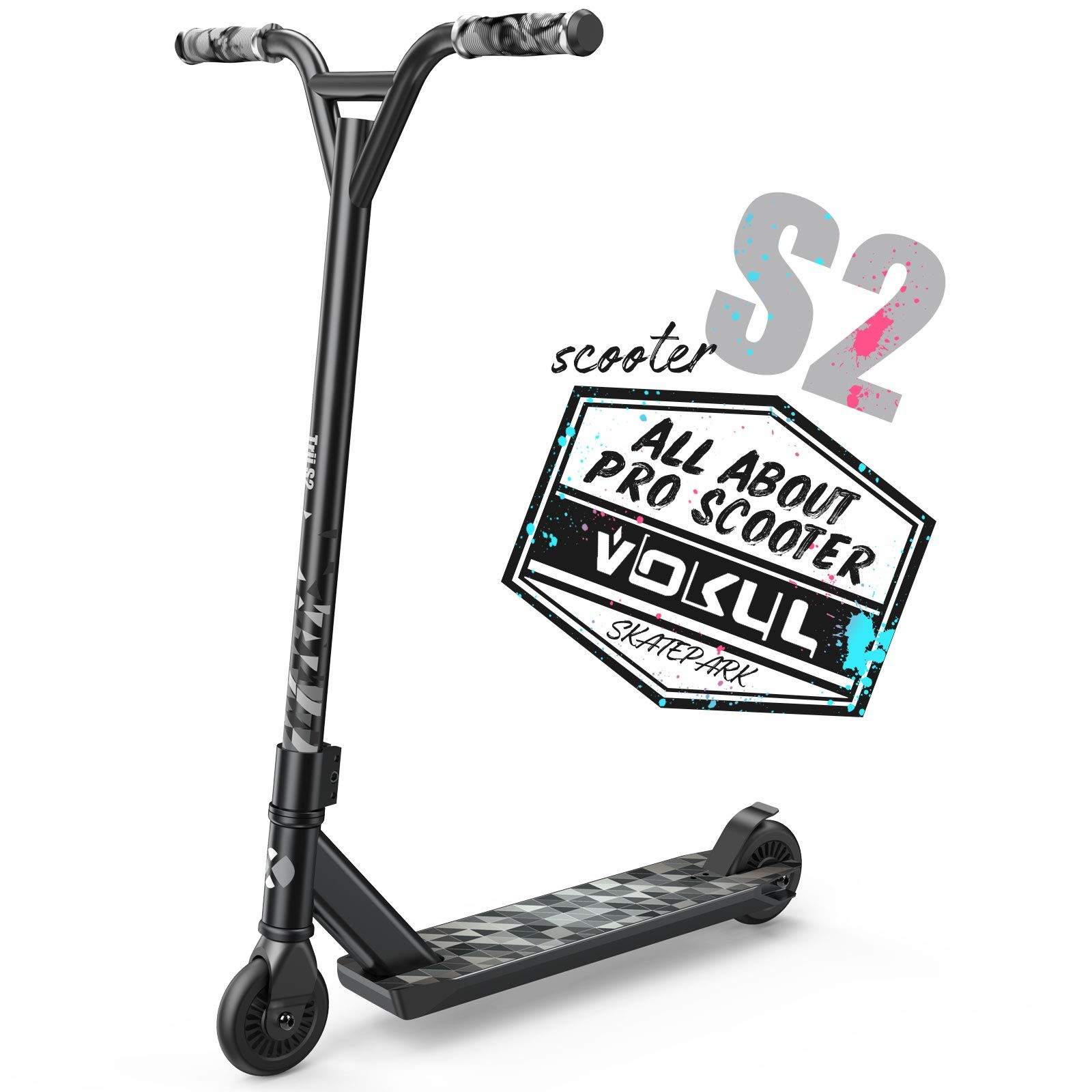 VOKUL Pro Trick Scooter for Kids 6+ Years & Teens - Black