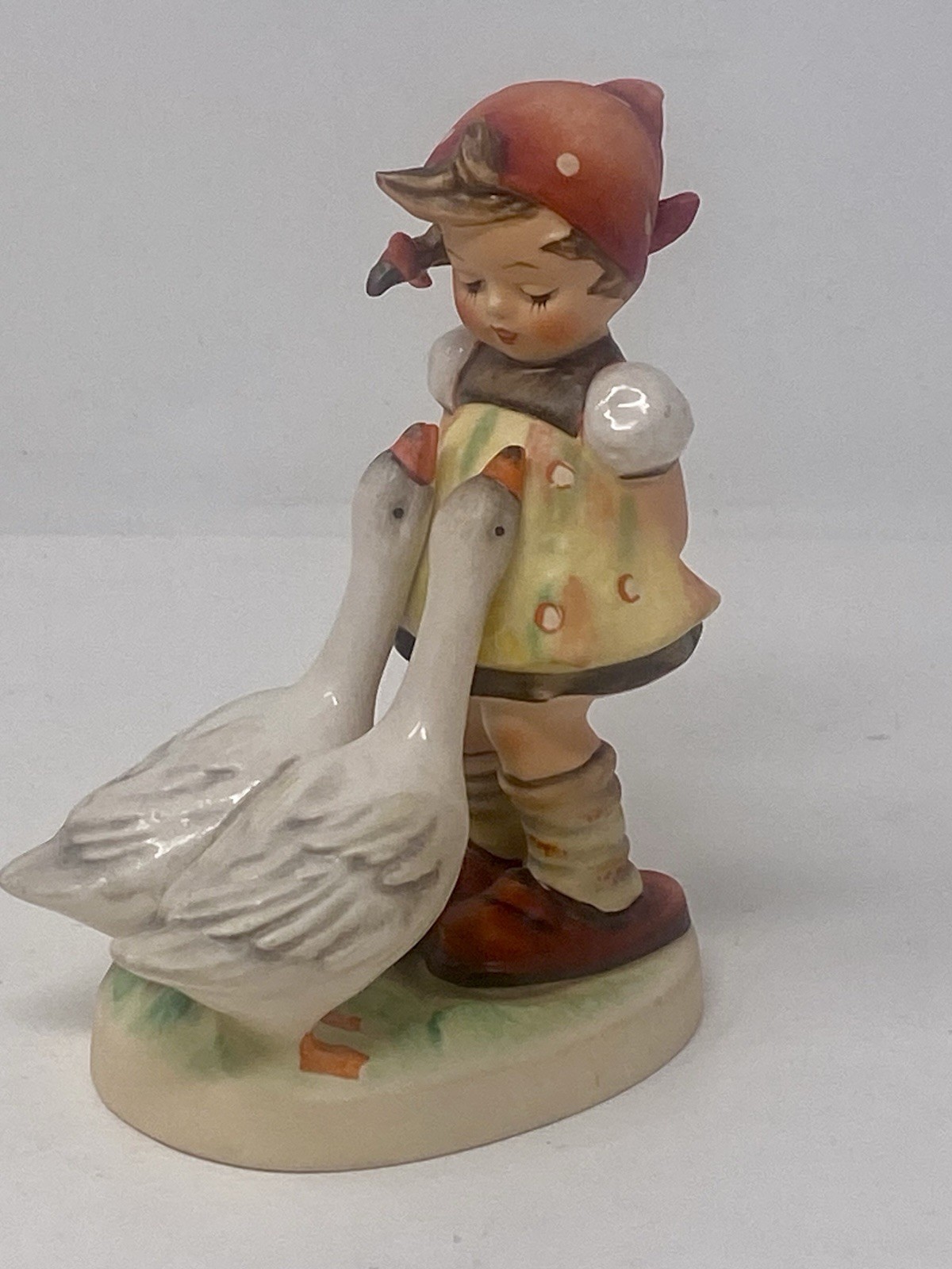 Vtg Goebel Hummel Goose Girl # 47 TMK4 Figurine W Germany Two Geese Signed 1960s