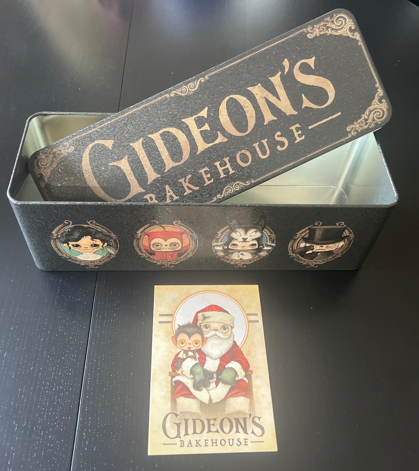 Gideons Bakehouse 2023 Black Friday Metal Cookie Tin & Dec Menu Disney